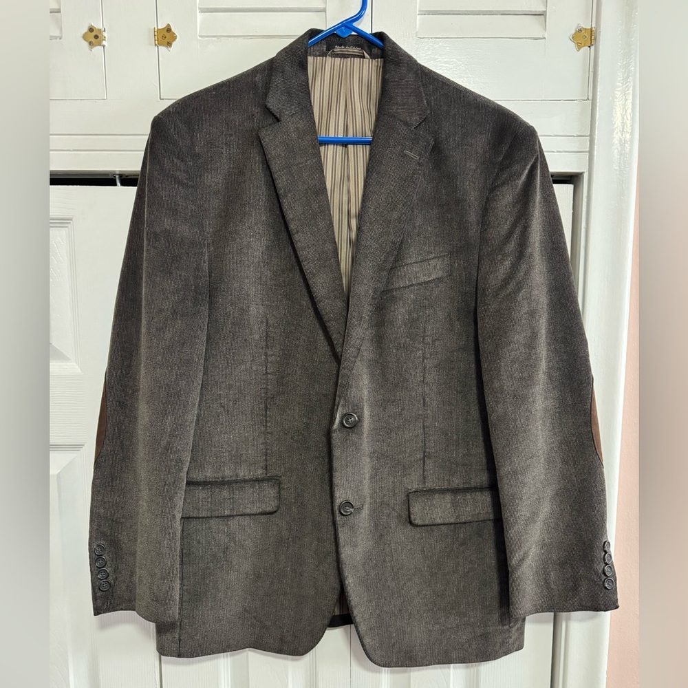 Chaps Blazer Mens 40R Dark Brown Corduroy Suede Elbow Patches Classic Career